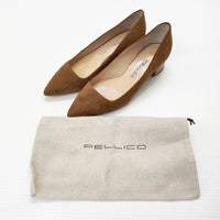 PELLICO ANDREA スエード チャンキーヒールパンプス 37.5サイズ 2593 定価50600円 パンプス キャメル レディース ペリーコ【中古】5-0717G◎