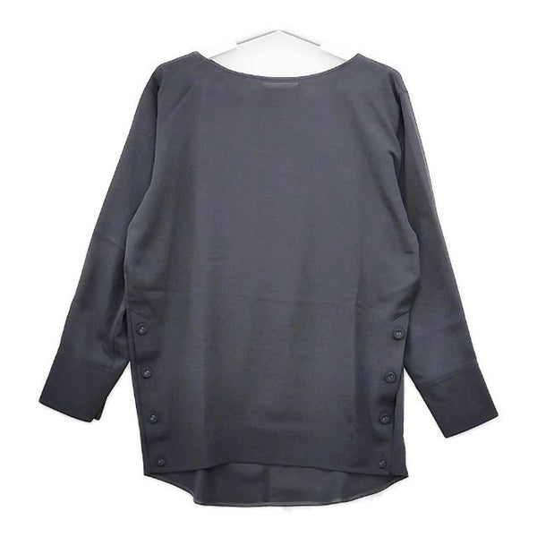 qualite サイドボタンTブラウス 定価14490円 ブラウス シャツ ブラック レディース カリテ【中古】5-0602M∞