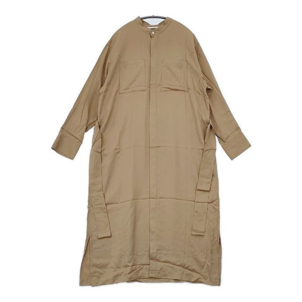 qualite ツイルシャツワンピース 定価24970円 比翼ボタン ベルト付き ワンピース キャメル レディース カリテ【中古】5-0821M∞