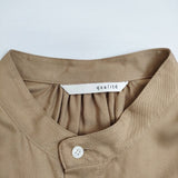 qualite ツイルシャツワンピース 定価24970円 比翼ボタン ベルト付き ワンピース キャメル レディース カリテ【中古】5-0821M∞