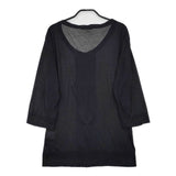 pas de calais 長袖 コットン 製品洗い ロング カーディガン ブラック レディース パドカレ【中古】5-0602M∞