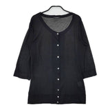 pas de calais 長袖 コットン 製品洗い ロング カーディガン ブラック レディース パドカレ【中古】5-0602M∞