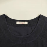 homspun 102-1307 七分袖 コットンリネン ワンピース ネイビー レディース ホームスパン【中古】5-0821M∞