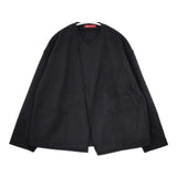 a. IOJK-14A511 ウール ピン付き ノーカラージャケット ブラック レディース エードット【中古】5-1029T∞