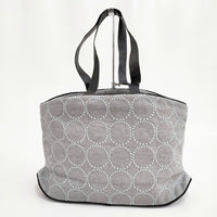 mina perhonen tambourine laiva bag 刺繍 水色レザーハンドル aas9271 トートバッグ グレー ミズイロ レディース ミナペルホネン【中古】5-0603G◎