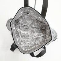 mina perhonen tambourine laiva bag 刺繍 水色レザーハンドル aas9271 トートバッグ グレー ミズイロ レディース ミナペルホネン【中古】5-0603G◎