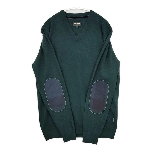 Barbour 1902385 Vネック エルボーパッチ サイズS セーター ニット グリーン メンズ バブアー【中古】5-0928T△