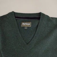 Barbour 1902385 Vネック エルボーパッチ サイズS セーター ニット グリーン メンズ バブアー【中古】5-0928T△
