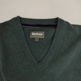 Barbour 1902385 Vネック エルボーパッチ サイズS セーター ニット グリーン メンズ バブアー【中古】5-0928T△