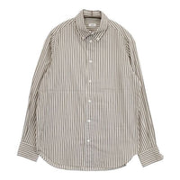 LOEFF ロンドンストライプ ボタンダウンシャツ コットン 長袖シャツ グレー オフホワイト レディース ロエフ【中古】5-0915M∞