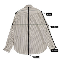 LOEFF ロンドンストライプ ボタンダウンシャツ コットン 長袖シャツ グレー オフホワイト レディース ロエフ【中古】5-0915M∞