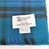 green label relaxing/JOHNSTONS OF ELGIN チェック ウール マフラー ストール ブルー ピンク レディース グリーンレーベルリラクシング/ジョンストンズオブ エルガン【中古】5-1128T◎