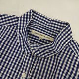 green label relaxing タブシャツ 定価7590円 コットン チェック 丸襟 長袖シャツ ブルー ホワイト レディース グリーンレーベルリラクシング【中古】5-0915M∞