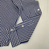 green label relaxing タブシャツ 定価7590円 コットン チェック 丸襟 長袖シャツ ブルー ホワイト レディース グリーンレーベルリラクシング【中古】5-0915M∞
