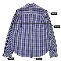 green label relaxing タブシャツ 定価7590円 コットン チェック 丸襟 長袖シャツ ブルー ホワイト レディース グリーンレーベルリラクシング【中古】5-0915M∞