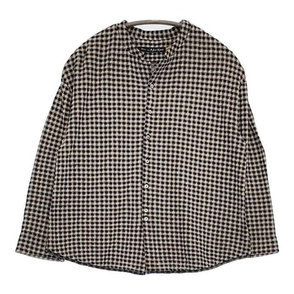 Pal'las Palace カーディガン チェック コットン ブラウス シャツ ベージュ ネイビー レディース パラスパレス【中古】5-0915M∞