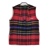 jejia イタリア製 ウールナイロン ベスト レッド ブルー レディース ジェジア【中古】5-1019T∞