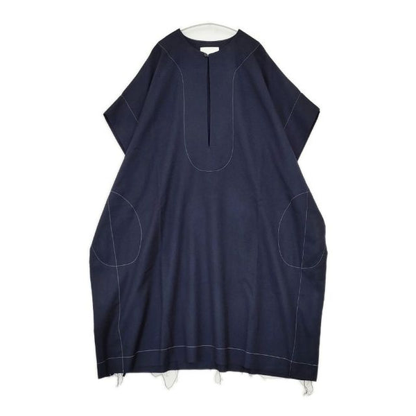 sawa takai 未使用品 ポンチョドレス 定価44000円 ウール ベルト付き ワンピース ネイビー レディース サワタカイ【中古】5-1019T∞