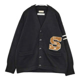 SPORTCLAD SHIPS別注 カレッジニット サイズF カーディガン ブラック ブラウン メンズ スポーツクラッド【中古】5-0928T△