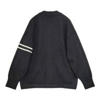 SPORTCLAD SHIPS別注 カレッジニット サイズF カーディガン ブラック ブラウン メンズ スポーツクラッド【中古】5-0928T△
