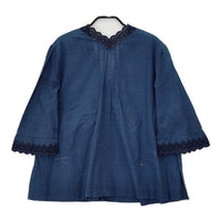 45R/45rpm 藍インドカディdeカットワークボレロ 定価52800円 ブラウス シャツ ネイビー レディース フォーティーファイブアールピーエム【中古】5-0616M∞