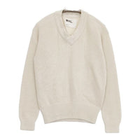 MHL. 595-8163501 コットン Vネック プルオーバー セーター ニット ベージュ レディース エムエイチエル【中古】5-0915M∞