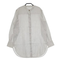 23区 210-5 BL.WO. ストライプ バンドカラー コットン 長袖シャツ グレー ホワイト レディース 23区【中古】5-0701M△