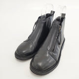 periwinkle ペリウィンクル フロントジップ 23.5cm レザー ブーツ ブラック レディース【中古】5-1210G◎