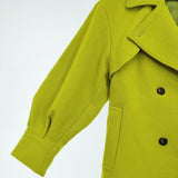 Ameri VINTAGE TRENCH LIKE MIDI COAT トレンチ ミディ丈 ウール 01220770740 コート 22AW ライムグリーン レディース アメリヴィンテージ【中古】5-1012A◆