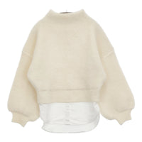 Ameri VINTAGE ドッキング レイヤード ボリュームスリーブ ハイネック セーター ニット ホワイト レディース アメリヴィンテージ【中古】5-0920T♪