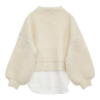 Ameri VINTAGE ドッキング レイヤード ボリュームスリーブ ハイネック セーター ニット ホワイト レディース アメリヴィンテージ【中古】5-0920T♪