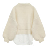 Ameri VINTAGE ドッキング レイヤード ボリュームスリーブ ハイネック セーター ニット ホワイト レディース アメリヴィンテージ【中古】5-0920T♪