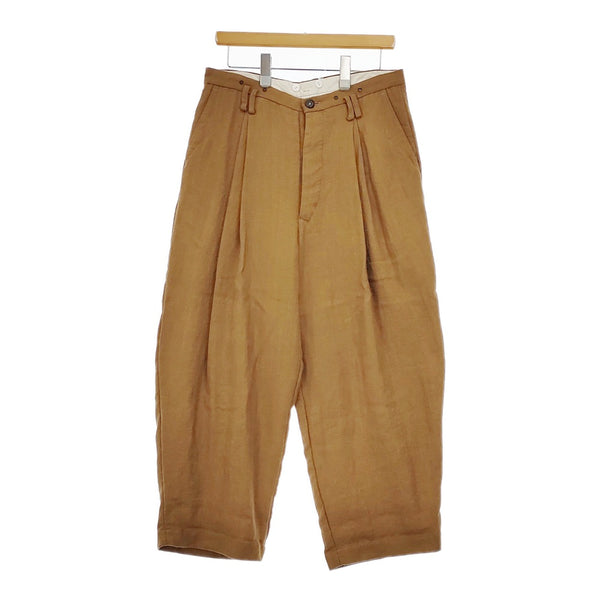 suzuki takayuki A192-13 ウールリネン ヘリンボーン ワイドパンツ 日本製 パンツ キャメル レディース スズキタカユキ【中古】5-0701M△