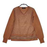 green label relaxing UNITED ARROWS 切替 KC W/A x フハク SCF PRT V/N PO セーター ニット ブラウン レディース グリーンレーベルリラクシング【中古】5-0913T∞