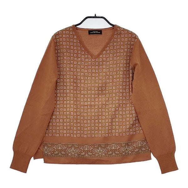 green label relaxing UNITED ARROWS 切替 KC W/A x フハク SCF PRT V/N PO セーター ニット ブラウン レディース グリーンレーベルリラクシング【中古】5-0913T∞