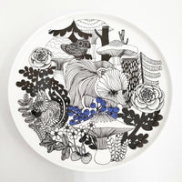 marimekko 未使用 Veljekset プレート 20cm 皿 ホワイト ブラック マリメッコ【中古】5-0401G♪
