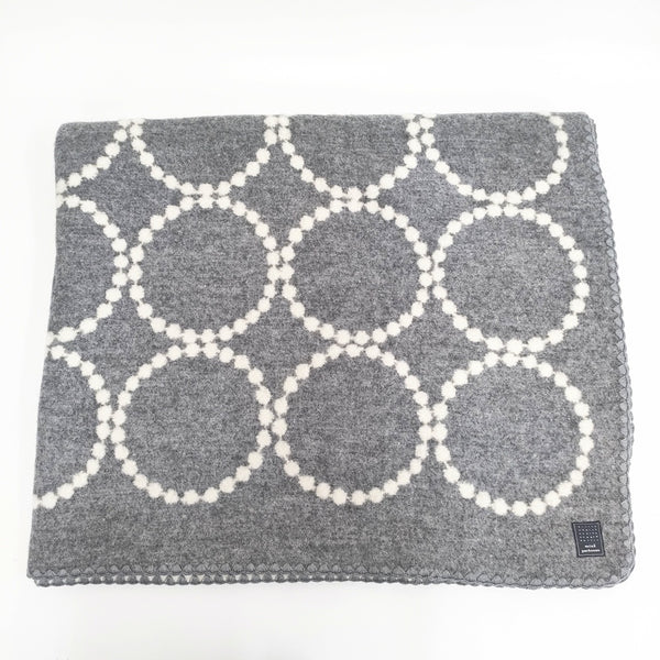 mina perhonen 未使用品 tambourine 大判 za7542 毛布 ウール ブランケット グレー ホワイト レディース ミナペルホネン【中古】5-1021T◎