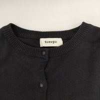 tumugu ランダムリブニットカーディガン TK21302 コットン カーディガン ブラック レディース ツムグ【中古】5-0915M∞