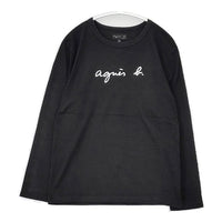 agnes b. ロゴプリント 長袖Ｔシャツ カットソー ロンＴ ブラック レディース アニエスベー【中古】5-0915M∞