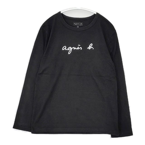 agnes b. ロゴプリント 長袖Ｔシャツ カットソー ロンＴ ブラック レディース アニエスベー【中古】5-0915M∞
