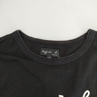 agnes b. ロゴプリント 長袖Ｔシャツ カットソー ロンＴ ブラック レディース アニエスベー【中古】5-0915M∞