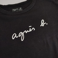 agnes b. ロゴプリント 長袖Ｔシャツ カットソー ロンＴ ブラック レディース アニエスベー【中古】5-0915M∞