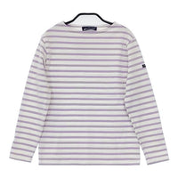 SAINT JAMES/green label relaxing ウエッソン バスクシャツ ボーダー 長袖Ｔシャツ カットソー ロンＴ ホワイト ラベンダー レディース セントジェームス/グリーンレーベルリラクシング【中古】5-0915M∞