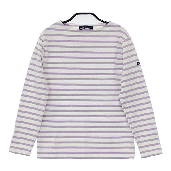 SAINT JAMES/green label relaxing ウエッソン バスクシャツ ボーダー 長袖Ｔシャツ カットソー ロンＴ ホワイト ラベンダー レディース セントジェームス/グリーンレーベルリラクシング【中古】5-0915M∞