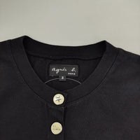 agnes b. EAK4J000 コットン デザインボタン カーディガン ブラック レディース アニエスベー【中古】5-0915M∞