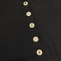 agnes b. EAK4J000 コットン デザインボタン カーディガン ブラック レディース アニエスベー【中古】5-0915M∞