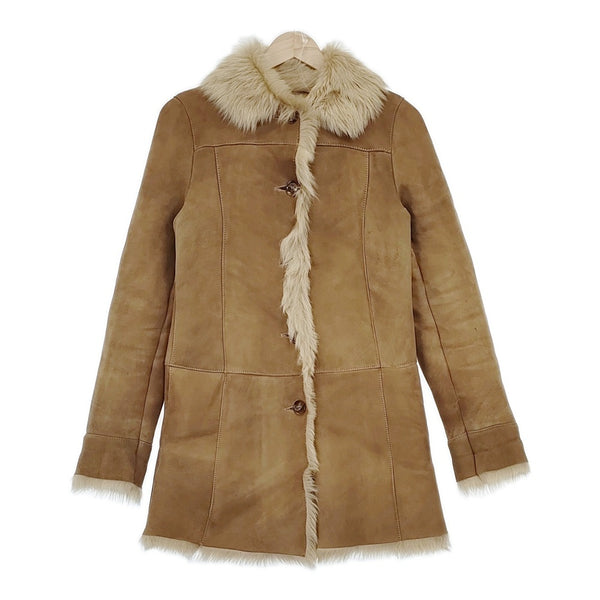Deuxieme Classe ムートン 羊革 ファー サイズ36 コート ブラウン ベージュ レディース ドゥーズィエムクラス【中古】5-1007A◆