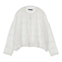mizuiro-ind シアーパターンニッティングショートカーディガン 定価12900円 3-210023 カーディガン ホワイト レディース ミズイロインド【中古】5-0915M∞