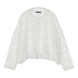 mizuiro-ind シアーパターンニッティングショートカーディガン 定価12900円 3-210023 カーディガン ホワイト レディース ミズイロインド【中古】5-0915M∞