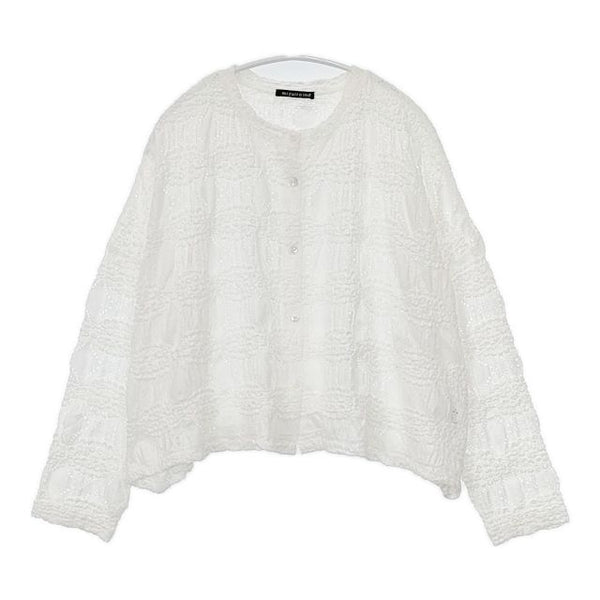 mizuiro-ind シアーパターンニッティングショートカーディガン 定価12900円 3-210023 カーディガン ホワイト レディース ミズイロインド【中古】5-0915M∞